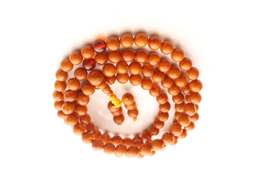 Golden Faux Amber Round Beads Prayer Necklace - nepacrafts