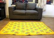 Flower Printed Yellow Felt Floor Rug - nepacrafts