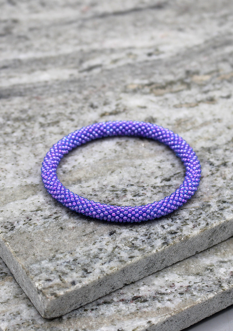 Shiny Purple Color Glass Beads Bracelet