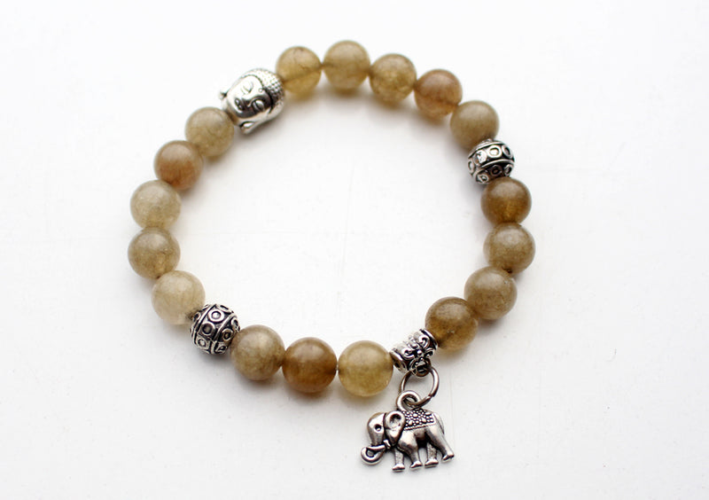 Buddha Head Counter with Elephant Charms Stone Bracelet - nepacrafts