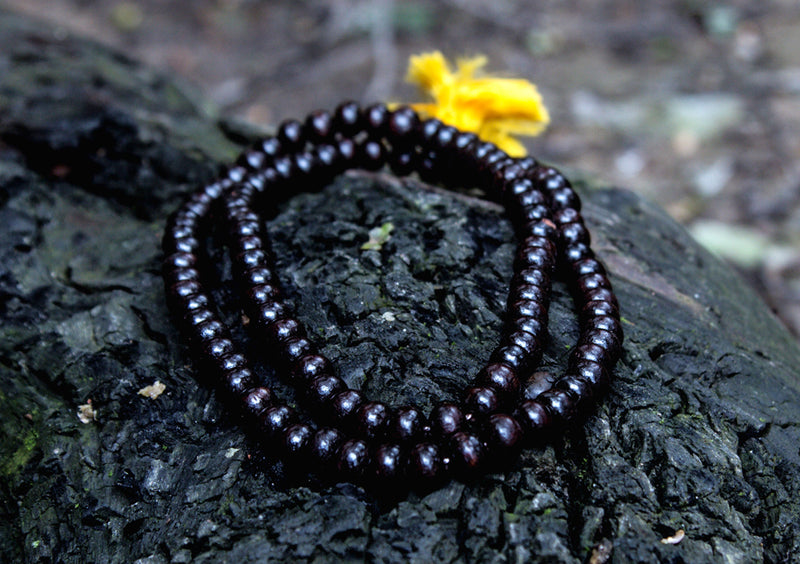 10 mm Beads Rosewood Tibetan Prayer Mala with Yellow Tassel