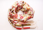 Flower Printed Multicolor Summer Silk Scarves - nepacrafts