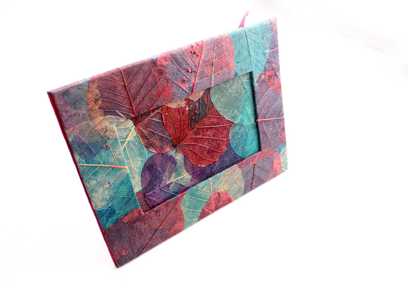 Real Dried Bodhi Leaf Pressed Lokta Paper Photo Frame for Beautiful Memories - nepacrafts