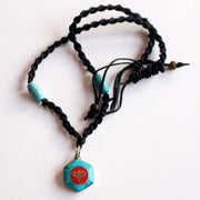 Hexagonal Turquoise Buddha Eye Pendant - nepacrafts
