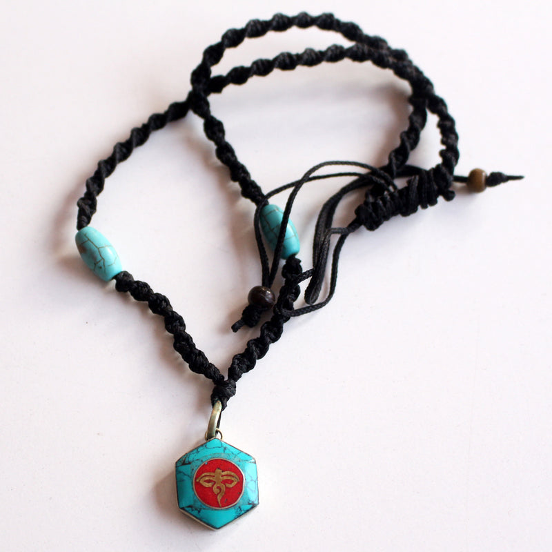 Hexagonal Turquoise Buddha Eye Pendant - nepacrafts