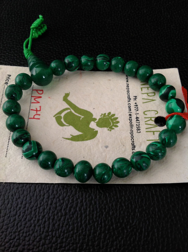 Tibetan Malachite Buddhist Wrist Mala - nepacrafts