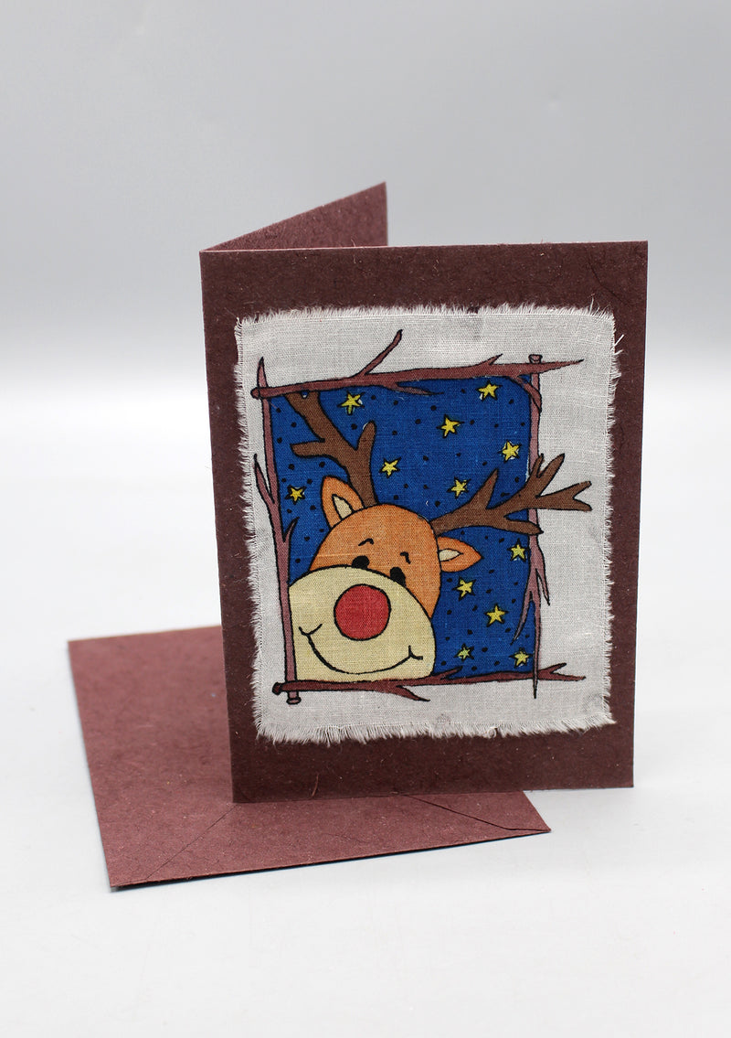 Rudolph the red nosed reindeer Batik Card