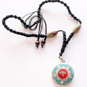 Inlaid Flower Buddha Eye Pendant - nepacrafts
