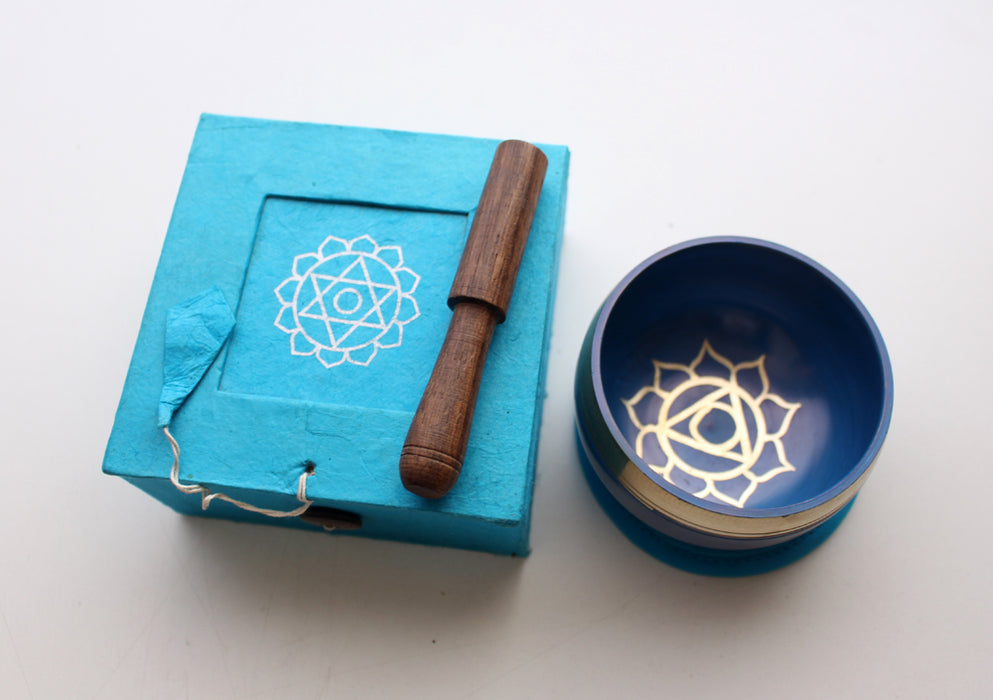 Heart Painted Singing Bowl with Cushion and Stupa Stick in a Gift Box - nepacrafts