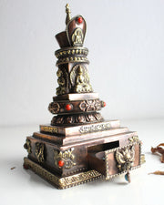 Copper Buddha Stupa with Incense Burner - nepacrafts