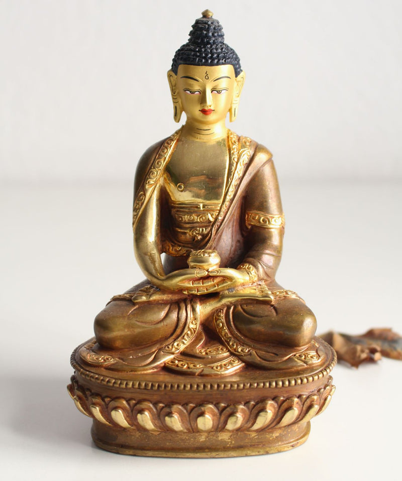 Partly Gold Plated Amitabha Buddha Statue - nepacrafts