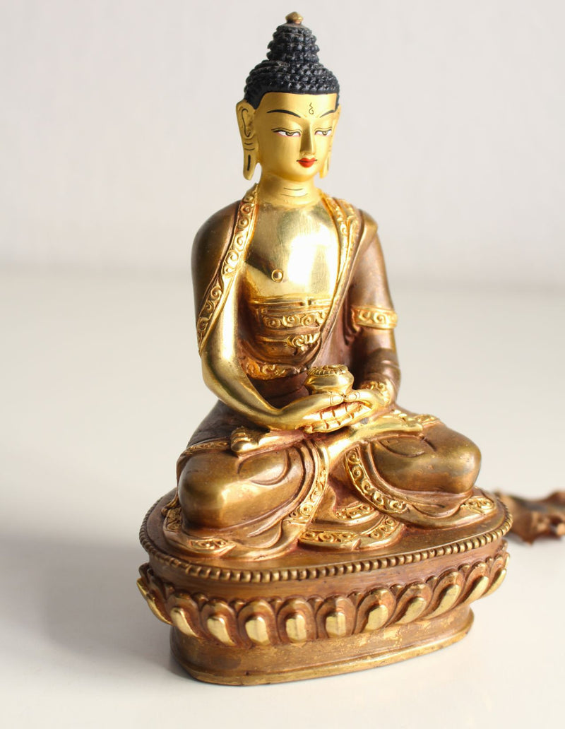 Partly Gold Plated Amitabha Buddha Statue - nepacrafts