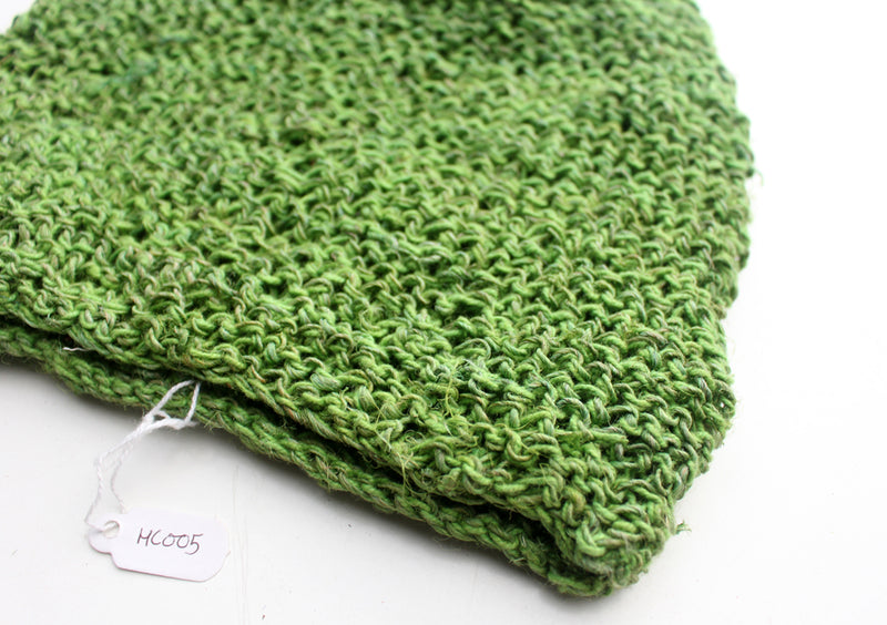 Light Weight and Soft Hand Knitted Green Hemp Beanie, Hemp Cap - nepacrafts