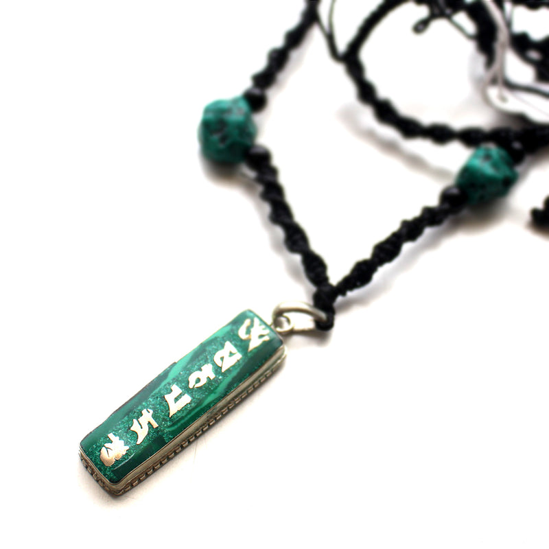 White Metal Om Mani Pendant - nepacrafts