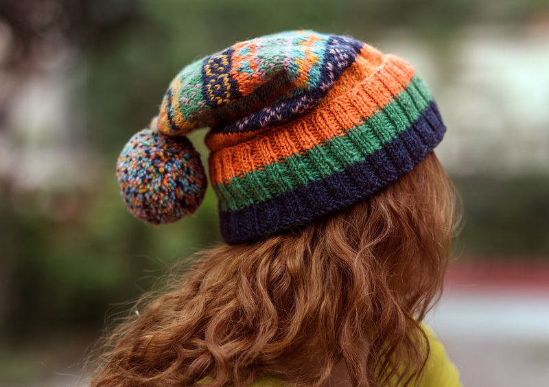 Orange Pure and Soft Wool Winter Sherpa Pom Pom Beanie - nepacrafts