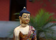 Gold Plated Dragon Carved Monastic Shakyamuni Buddha Statue 8.5" - nepacrafts