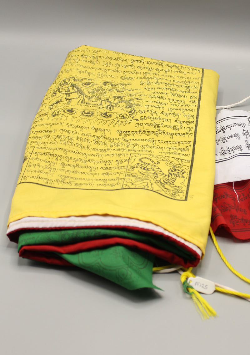 Large Vertical Double Print Tibetan Deities and Windhorse Prayer Flags - nepacrafts