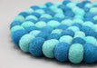 Blue Round Felted Balls Mat 22cm - nepacrafts