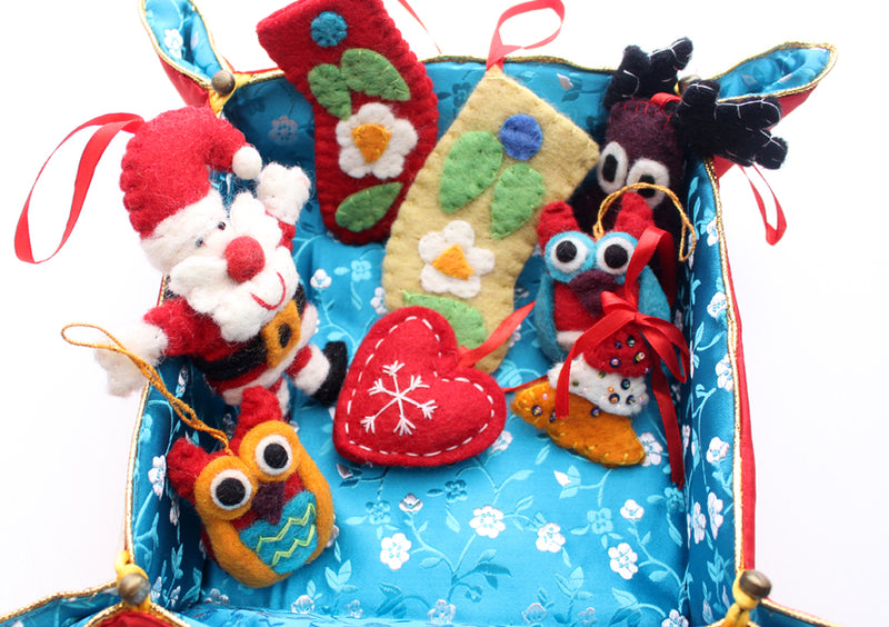 Felt Santa Claus, Stockings, Heart, Christmas Tree Hanging Decor - nepacrafts