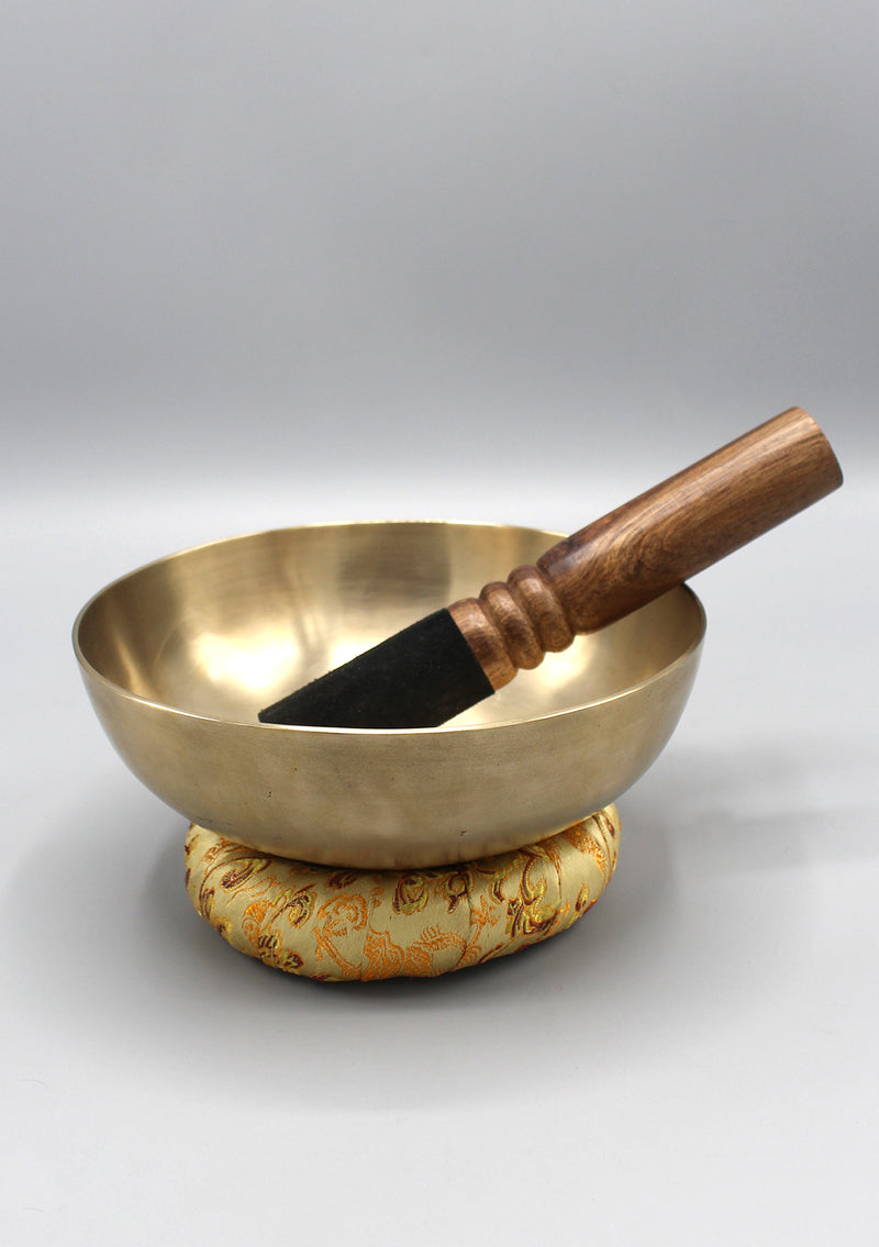 Flat Healing Therapy Bowls with Mallet and Pillow-Plays E Note-Solar Plexus Chakra
