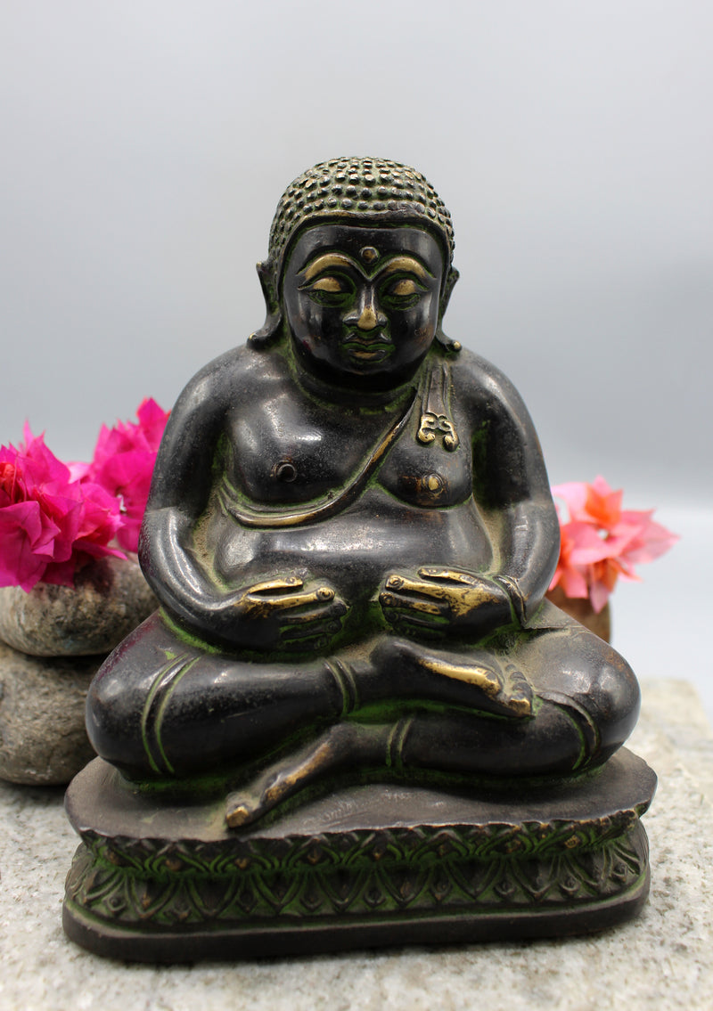 Copper Laughing Buddha Statue