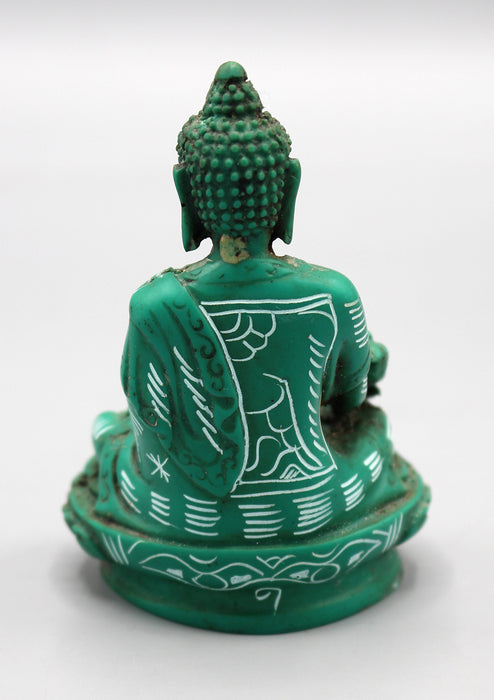 Flower Painted Green Medicine Buddha Resin Statue