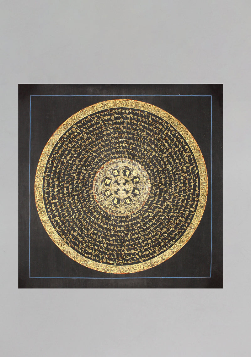 10 Line Mantras Mandala Double Dorjee Painted Thangka - nepacrafts