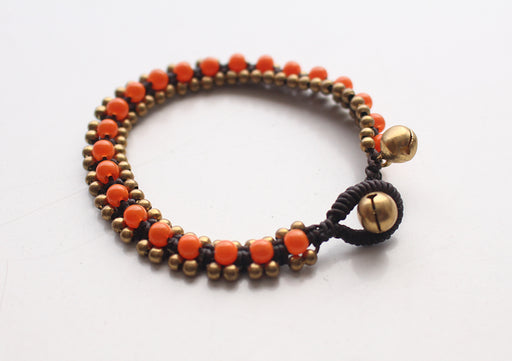 Orange Handwoven Glass Beads Teen Anklet - nepacrafts