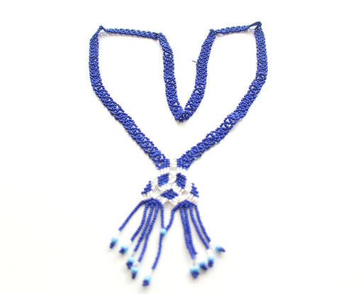Blue Glass Beads Women's Necklace - nepacrafts