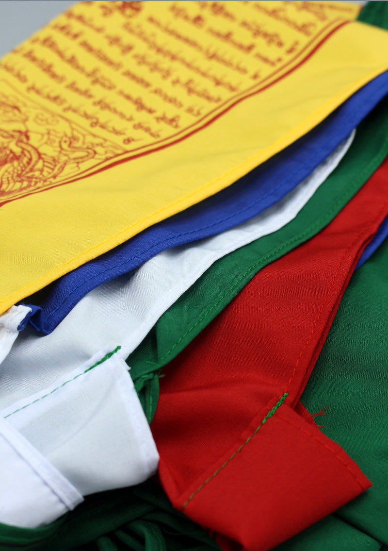 Vertical Mixed Deities Tibetan Prayer Flags Color Print