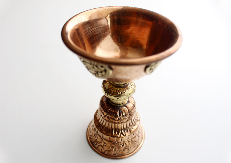 Tibetan Buddhist Offering Copper Butter Lamp - nepacrafts
