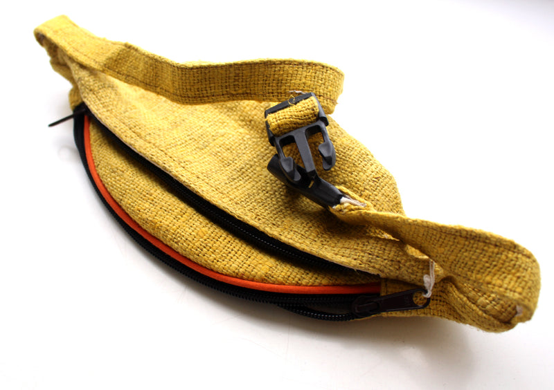 Yellow Hemp Fanny Pack, Hemp Waist Utility Belt, Hemp money bag - nepacrafts