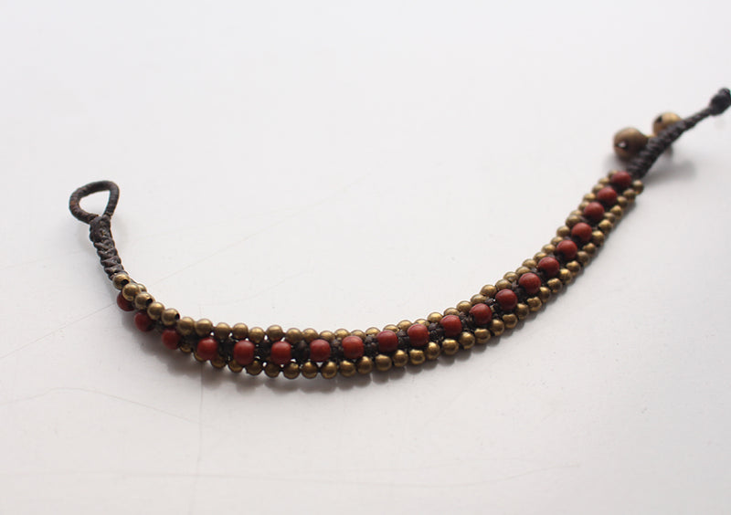 Brass Beads Teen Anklet with Bell - nepacrafts