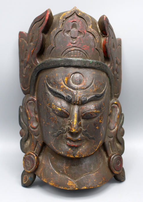Handcrafted Guru Rinpoche Wooden Wall Hanging Mask - nepacrafts