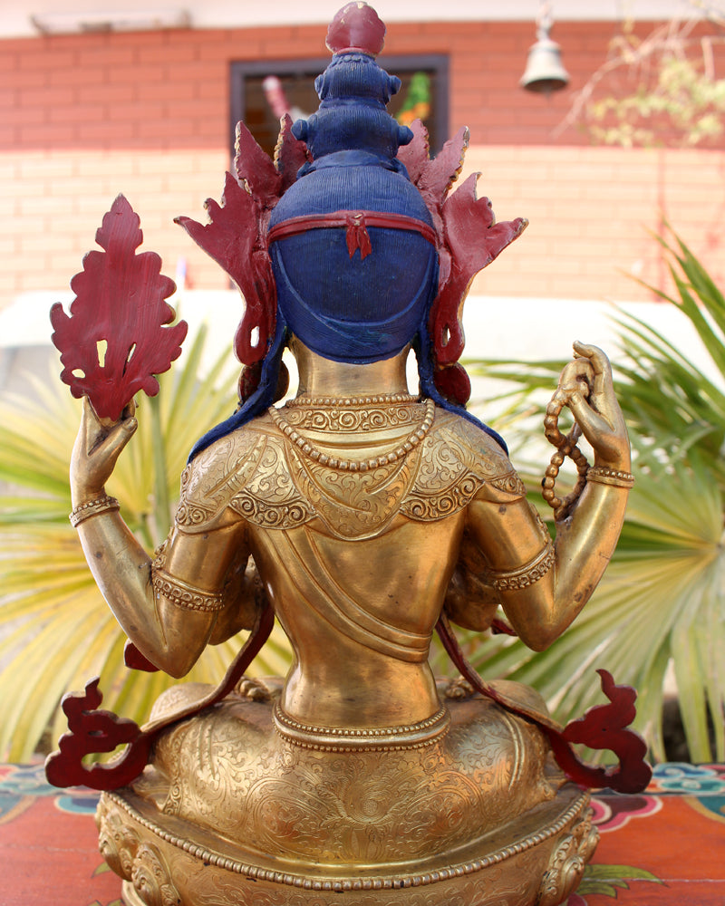 Fully Carved Masterpiece Chenrezig Statue 13" High SST148 - nepacrafts