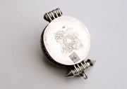Ganesh Carved Silver Sterling Tibetan Ghau Pendant with Semi Precious Stone From Nepal - nepacrafts