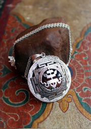 Silver Sterling Auspicious Symbol Parasol Pendant - nepacrafts