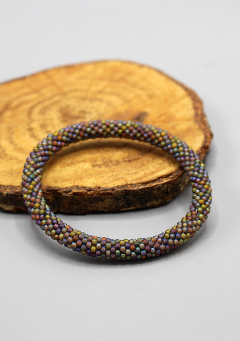 Purple Shining Glass Beads Roll on Bracelet