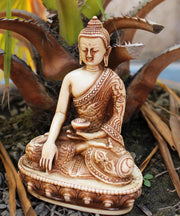 Dragon Carved Resin Shakyamuni Buddha Statue - nepacrafts