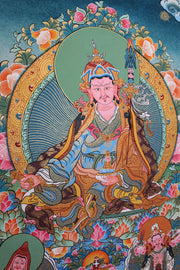 Traditional Buddhist Thangka of Guru Rinpoche 53X43cm - nepacrafts
