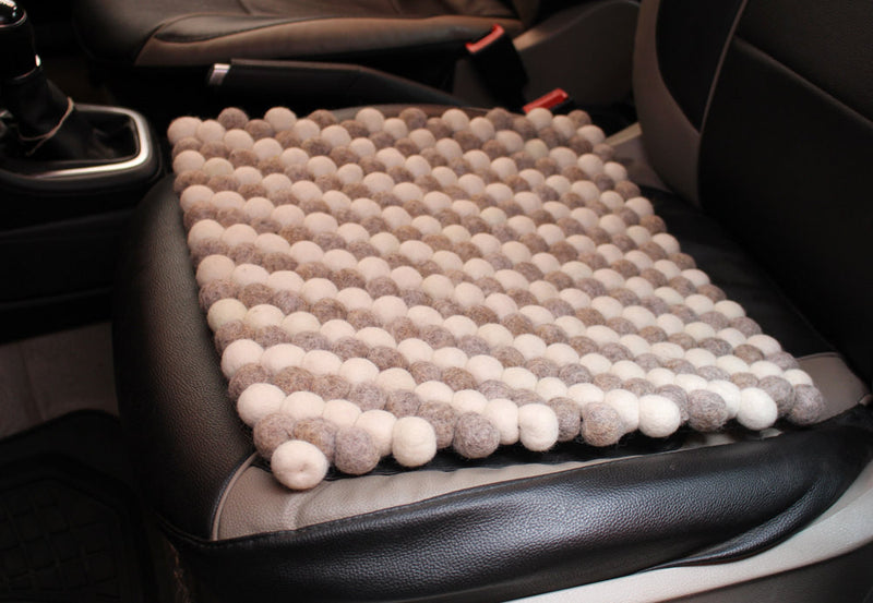 Gray and Black Felt Balls Woolen Mat and Rugs - nepacrafts