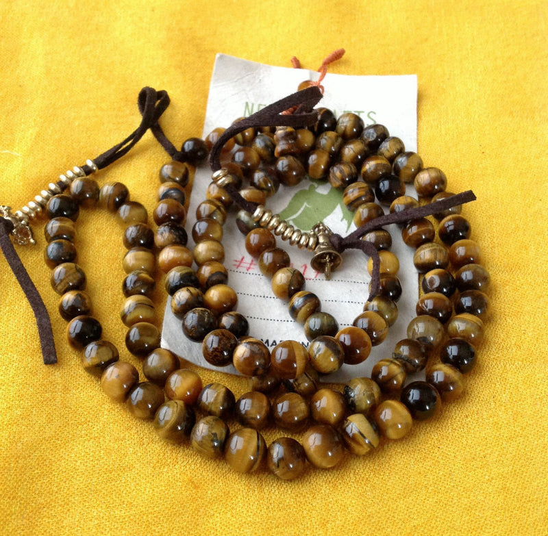 Tiger's Eye Prayer Mala with Counter - nepacrafts
