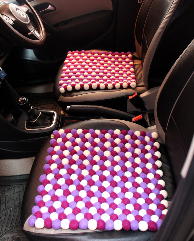 Purple Felt Balls Square Yoga Meditation Mat - nepacrafts