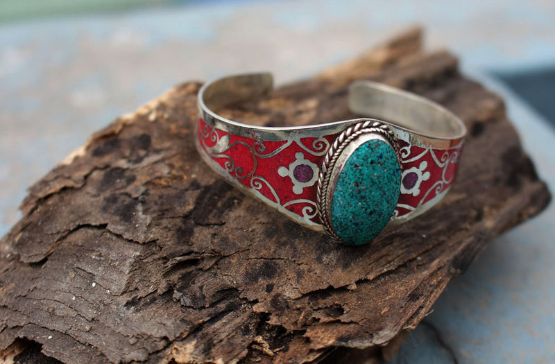 Inlaid Tibetan Bangle - nepacrafts