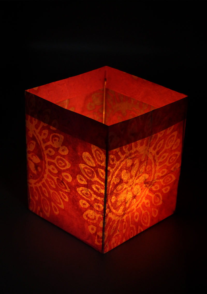 Handmade Mandala design Pink Lokta Paper Candle Lamp