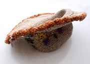 Flower Embroidered Hemp Hat with Orange Lining, Earthy Travel Hat, Hemp Sun Hat HC002 - nepacrafts