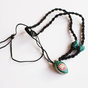 Coral Inlaid Tibetan Om Pendant Necklace - nepacrafts
