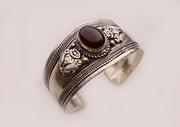Garnet Inlaid White Metal Bracelet - nepacrafts