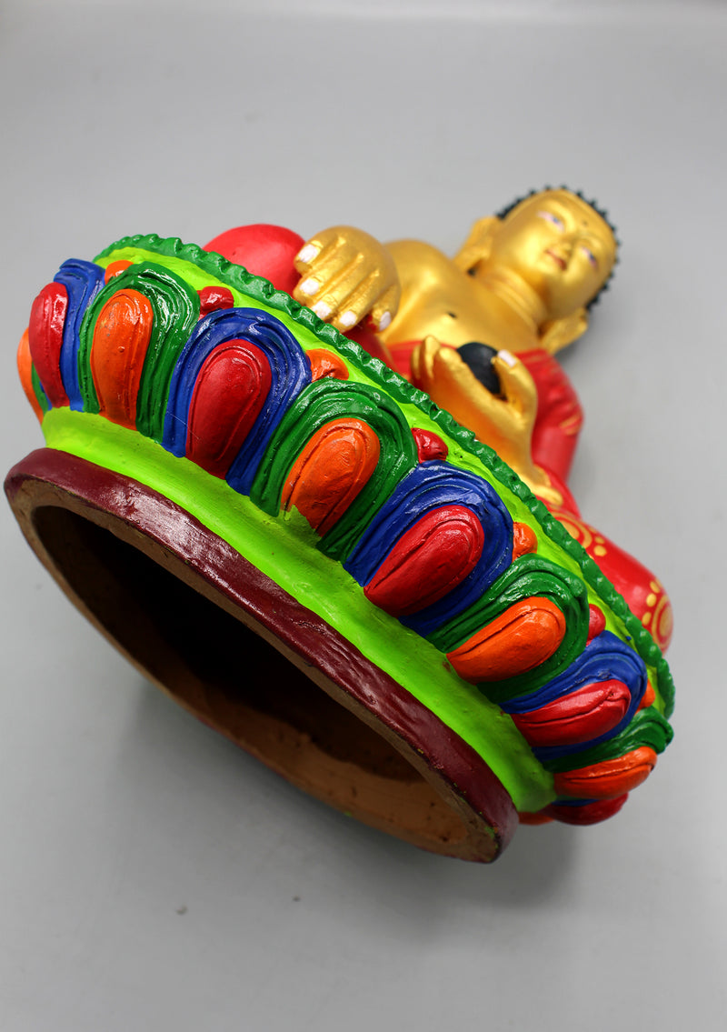 Handpainted Ceramic Shakyamuni Buddha Statue 14" H
