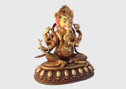 Gold Plated Ganesha Statue 6" High - nepacrafts